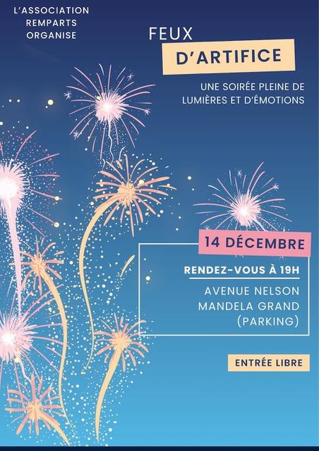 Feu d'artifice le 14 décembre à 19h, Avenue Nelson Mandela à Caen.